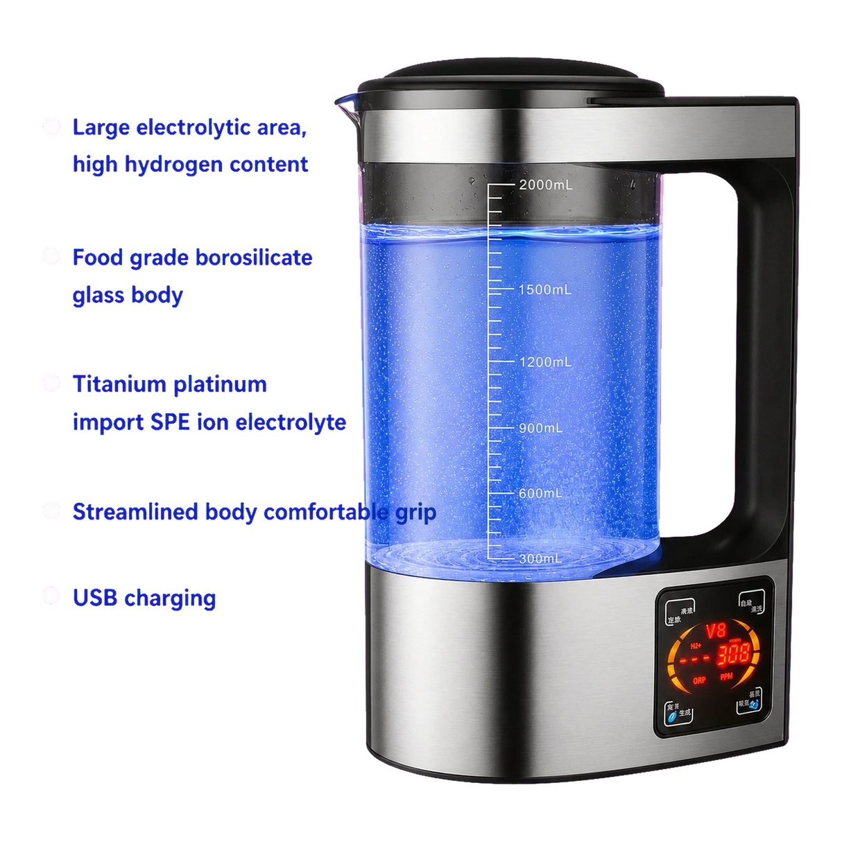 2L Active Hydrogen Rich Water Generator Kettle features