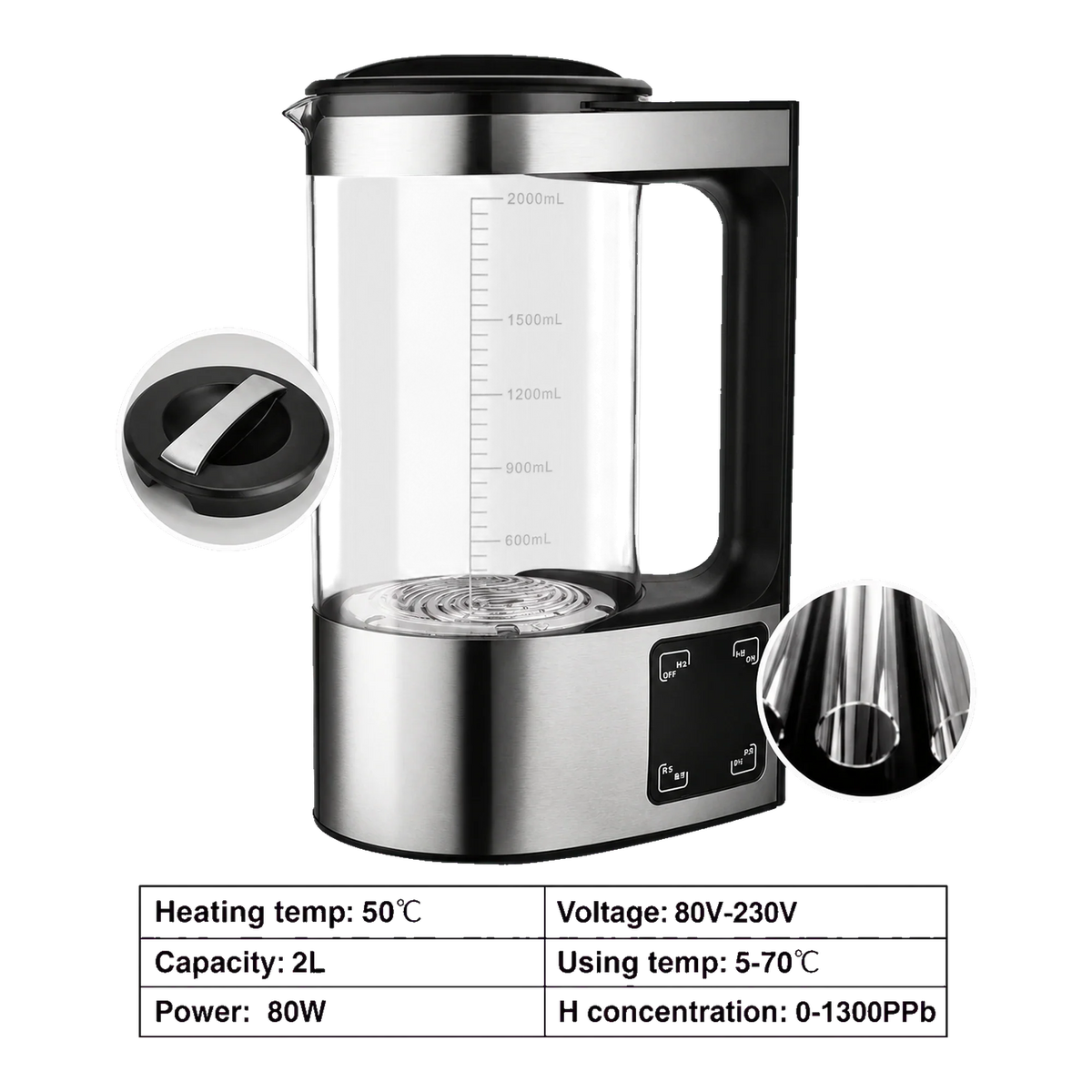 2L Active Hydrogen Rich Water Generator Kettle specifications