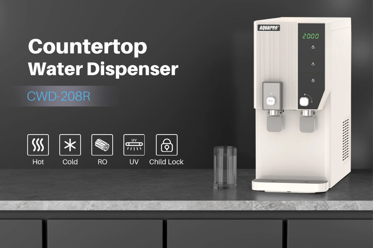 Counter Top Water Dispenser with RO System (Clock)