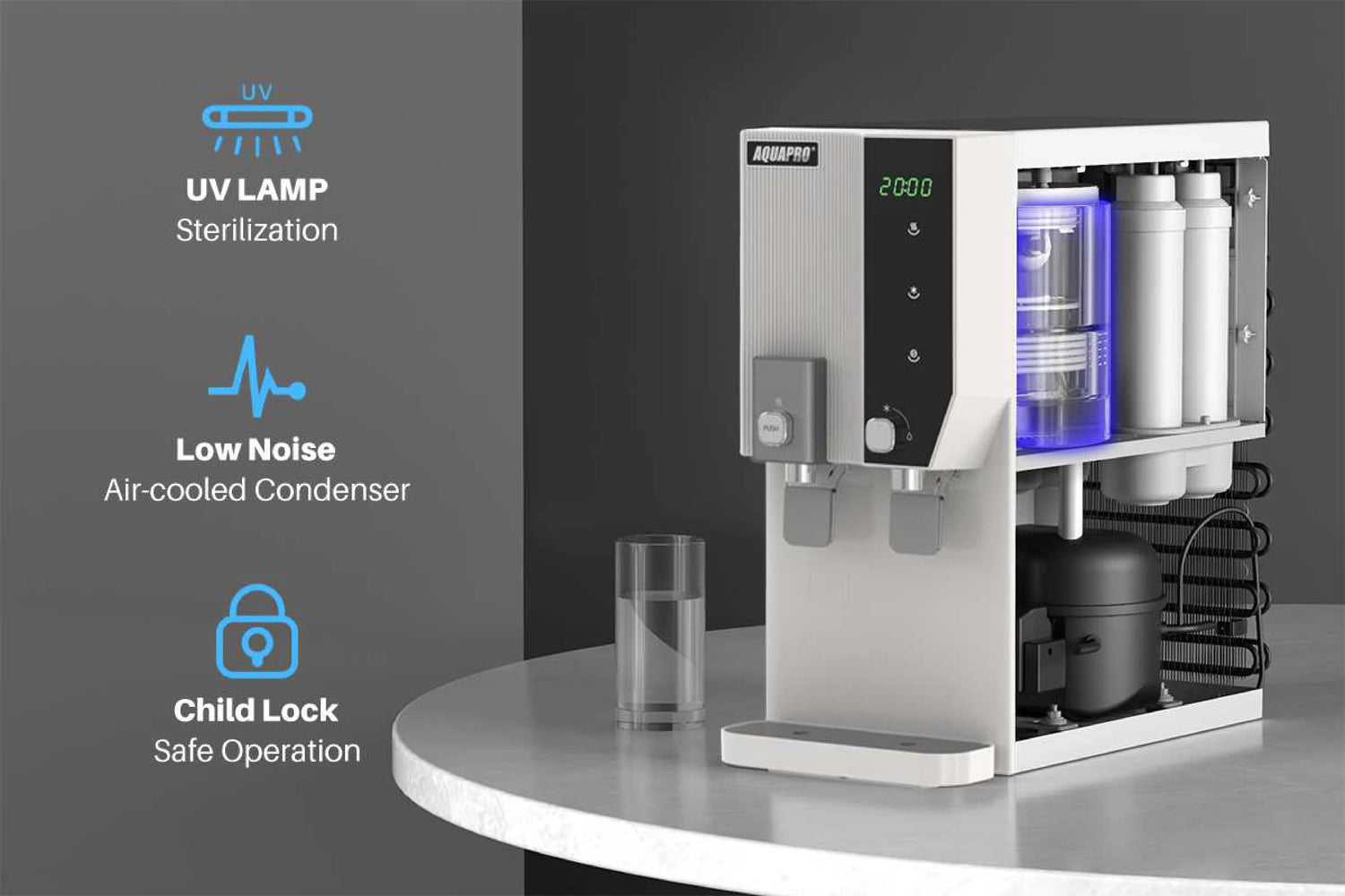 Counter Top Water Dispenser with RO System (Clock)