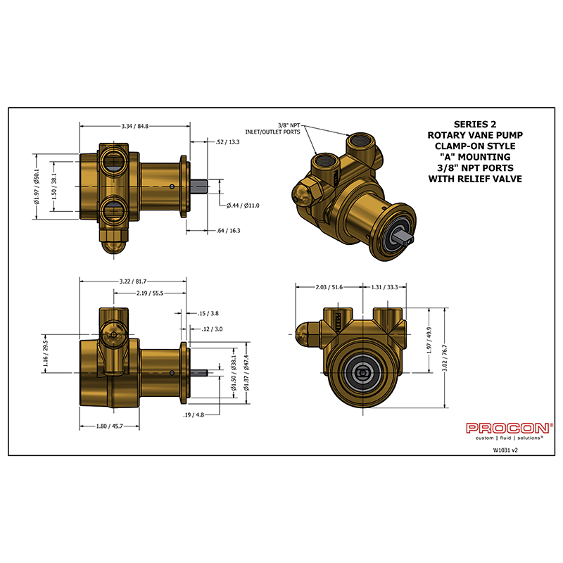Procon Rotary Vane Pump 1/2 HP