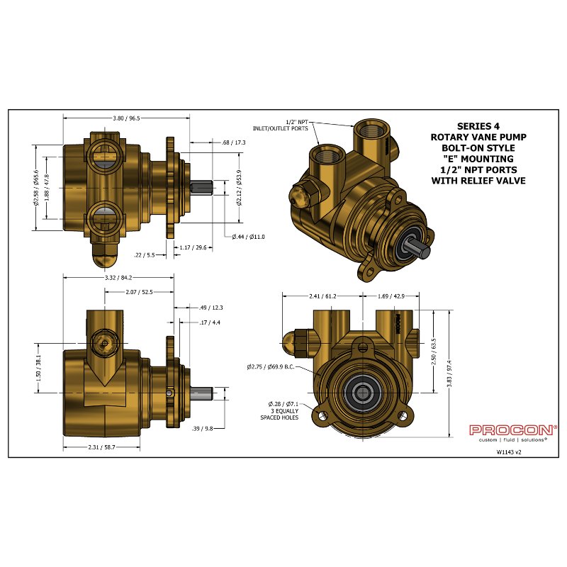 Procon Rotary Vane Pump 1 HP