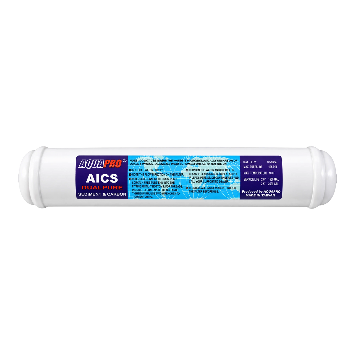 AQUAPRO AICS Dualpure inline sediment and carbon filter