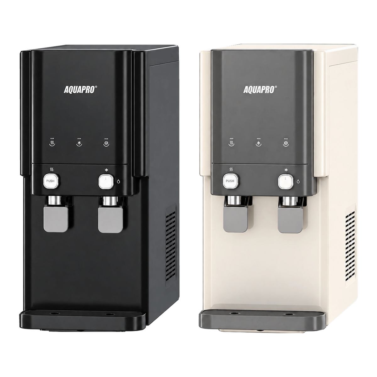 AquaPro countertop RO dispenser in black and white