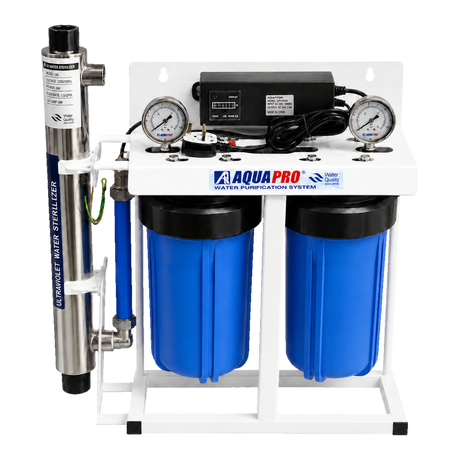AQUAPRO 10 inch Double Jumbo whole house filtration system with UV sterilizer
