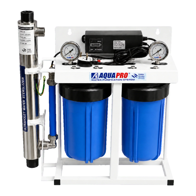 AQUAPRO 10 inch Double Jumbo whole house filtration system with UV sterilizer