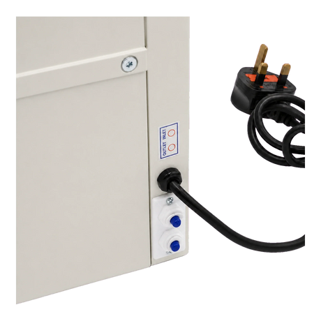 200 GPD Direct Flow Compact RO System – inlet outlet and power connections