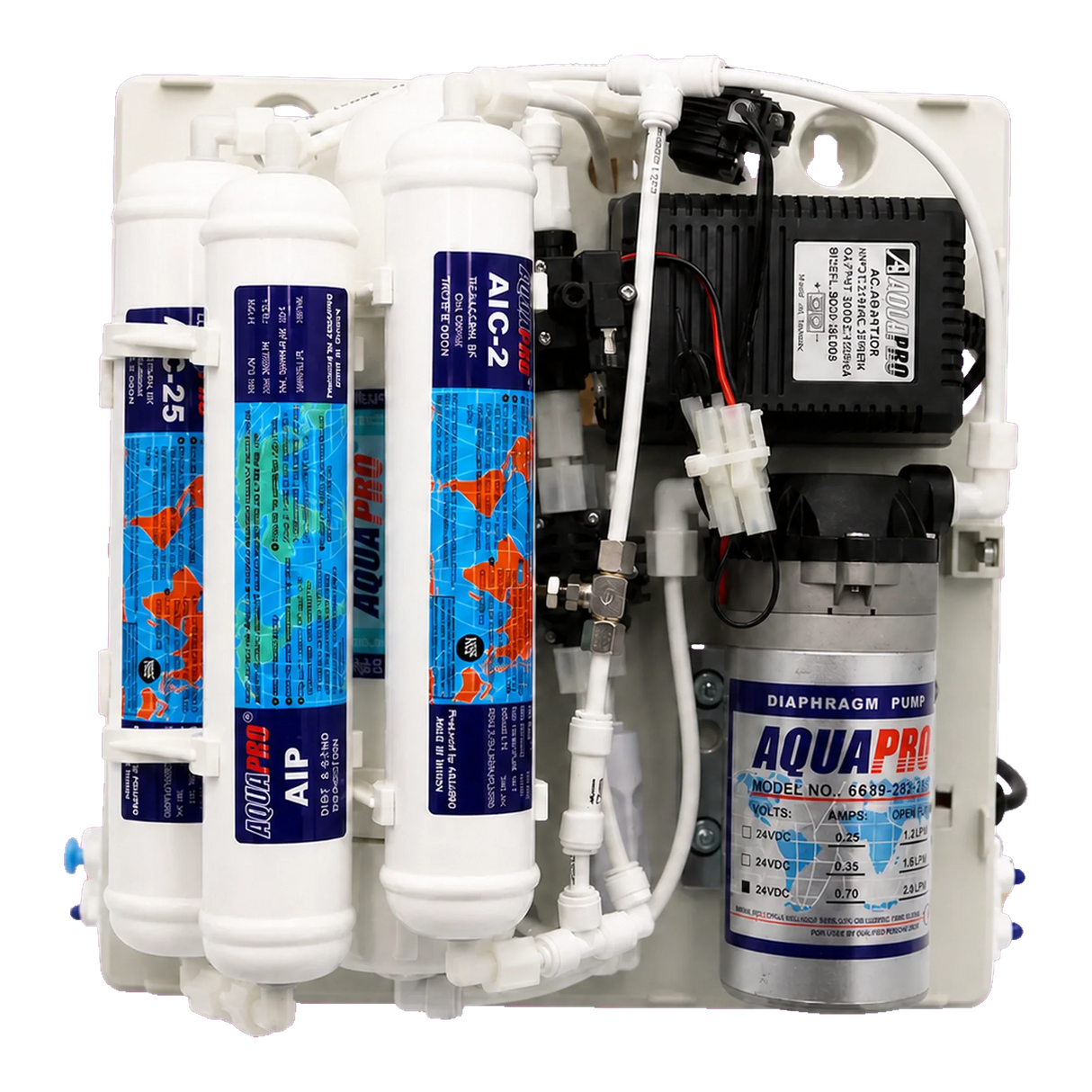 200 GPD Direct Flow Compact RO System – open component view