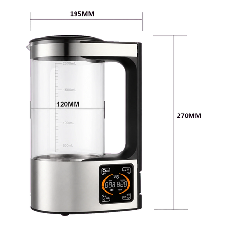 2L Active Hydrogen Rich Water Generator Kettle dimensions