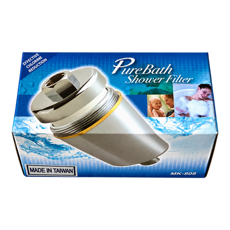 AQUAPRO MK808 PureBath Shower Filter retail box — front view
