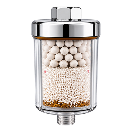 AQUAPRO MK808 shower filter with visible ceramic media