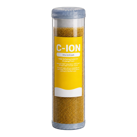 Cation resin filter cartridge for water softening