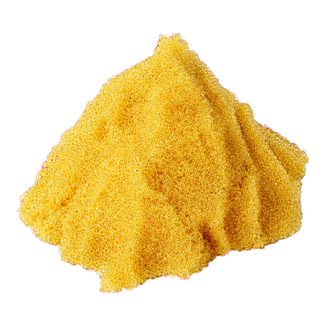 Golden cation resin granules