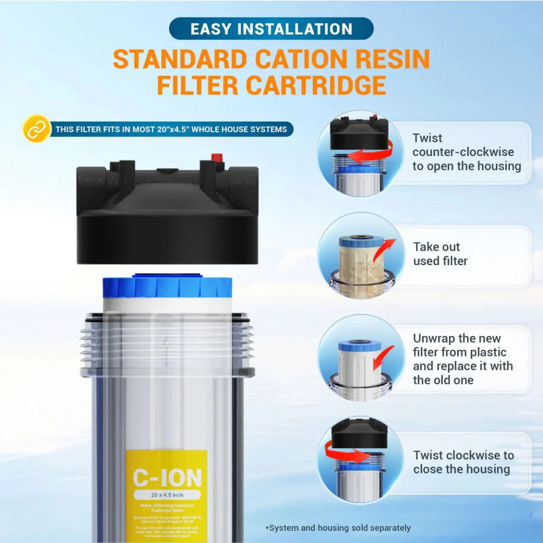 Cation Resin Filter Cartridge (Refillable) 20"x4.5"