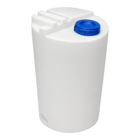 100 liter white chemical dosing tank with blue screw cap