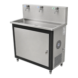 Commercial water dispenser with 400 GPD RO system three-quarter view