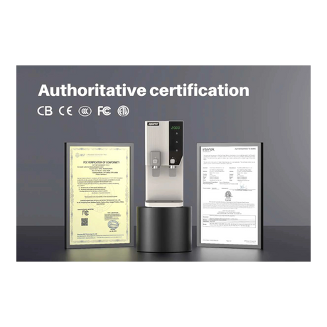 AquaPro countertop RO dispenser with clock - certifications