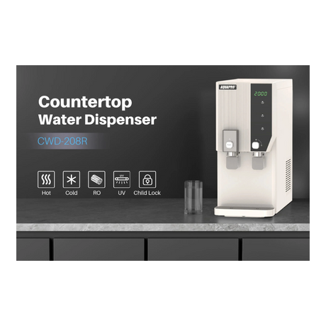AquaPro countertop RO dispenser with clock - features