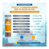 10 x 2.5 inch mixed bed DI cartridge specifications