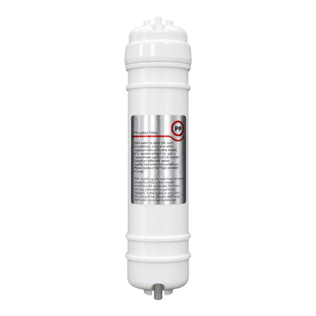 Sediment inline filter A06-PP — white cartridge with silver and red PP label